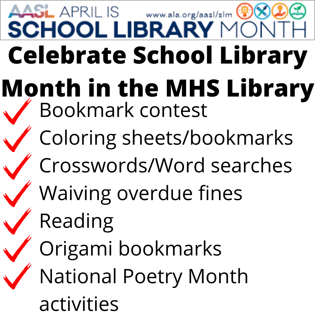 checklist of activities in the library for School Library Month