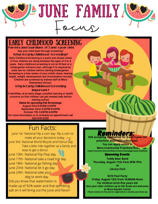 a picture of the Early Childhood Family Education Flyer see link for the pdf