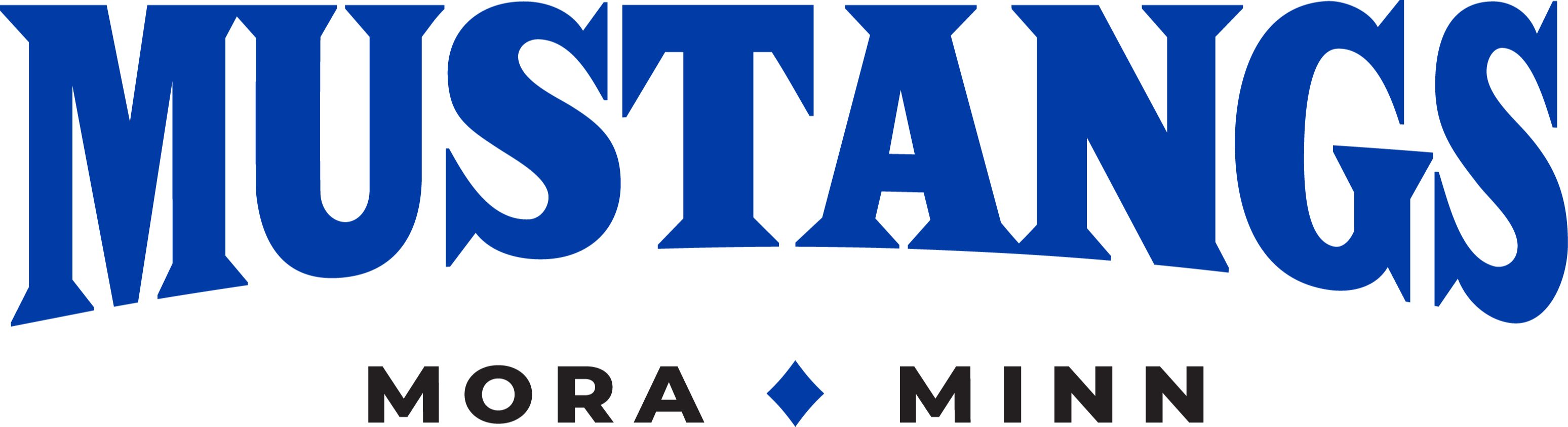 Mora mustang logo on blue background with text reading "Mora Public Schools Student Registration