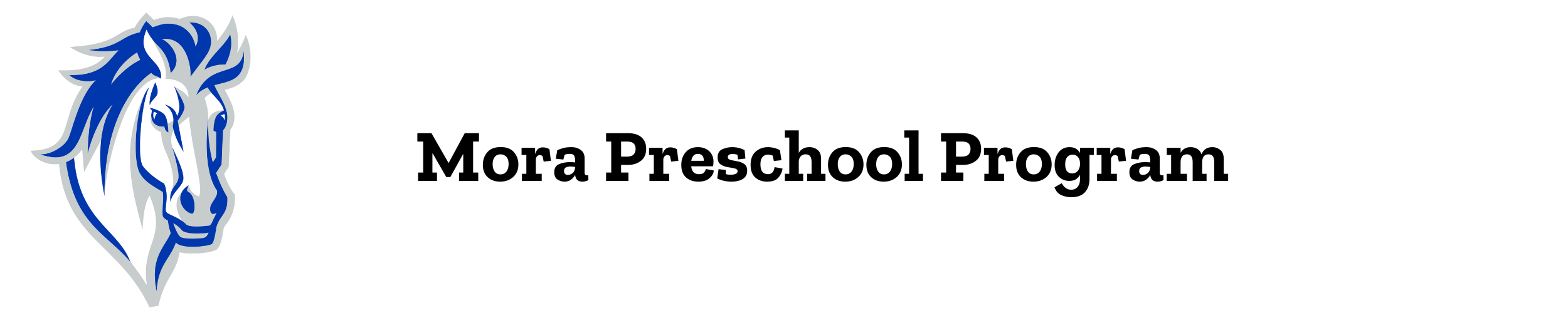 Mora mustang logo with preschool program
