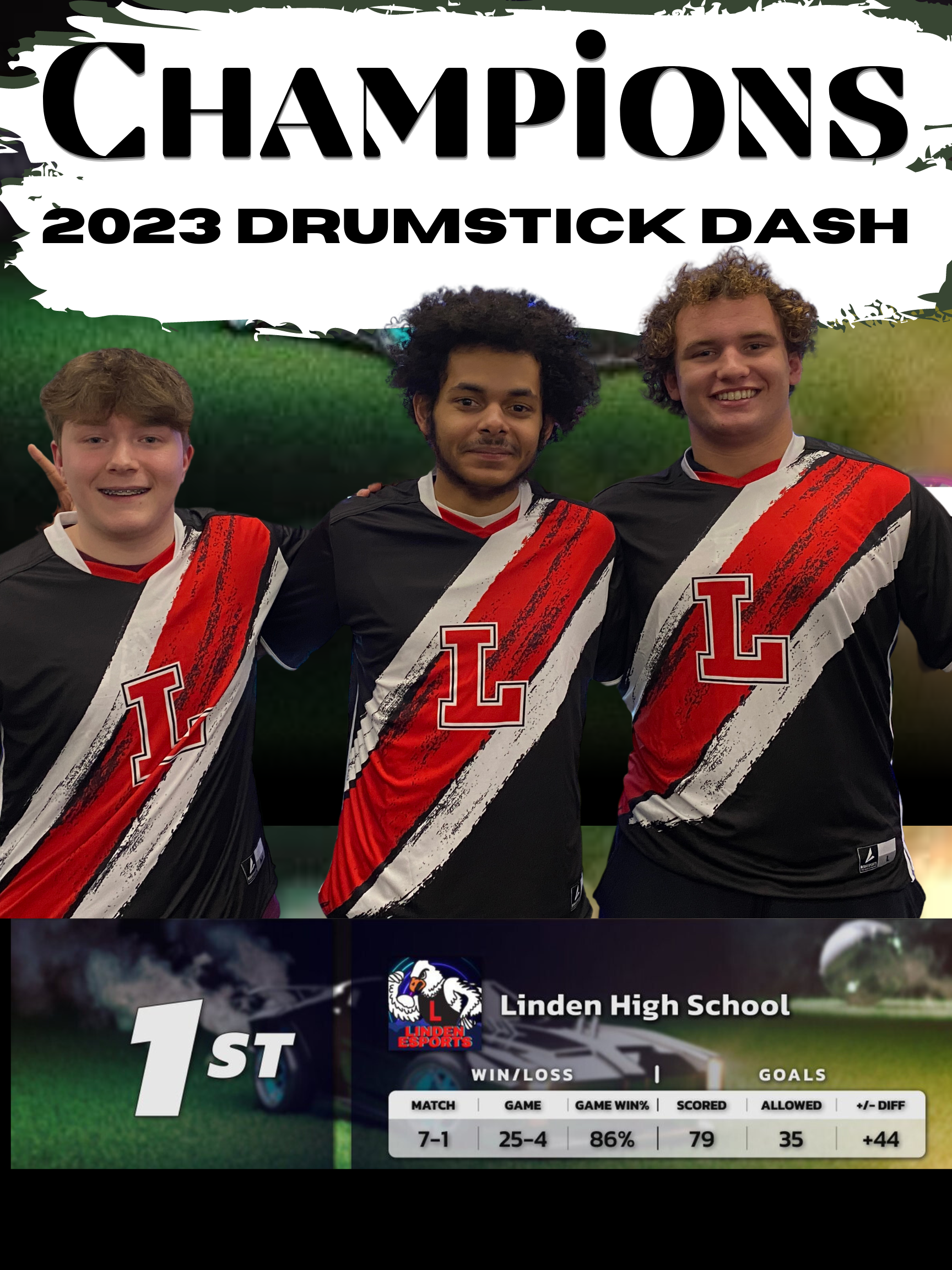 3 boys in jerseys drumstick champions