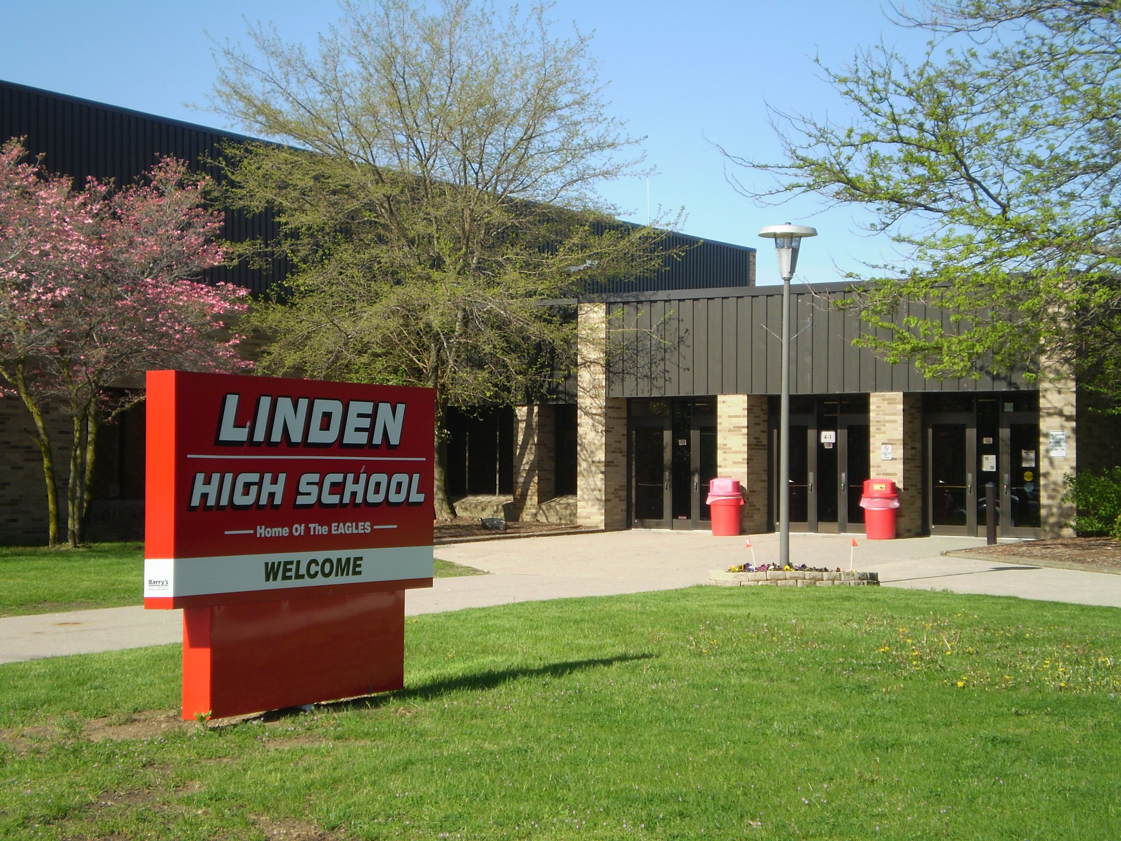 Front entrance of high school building