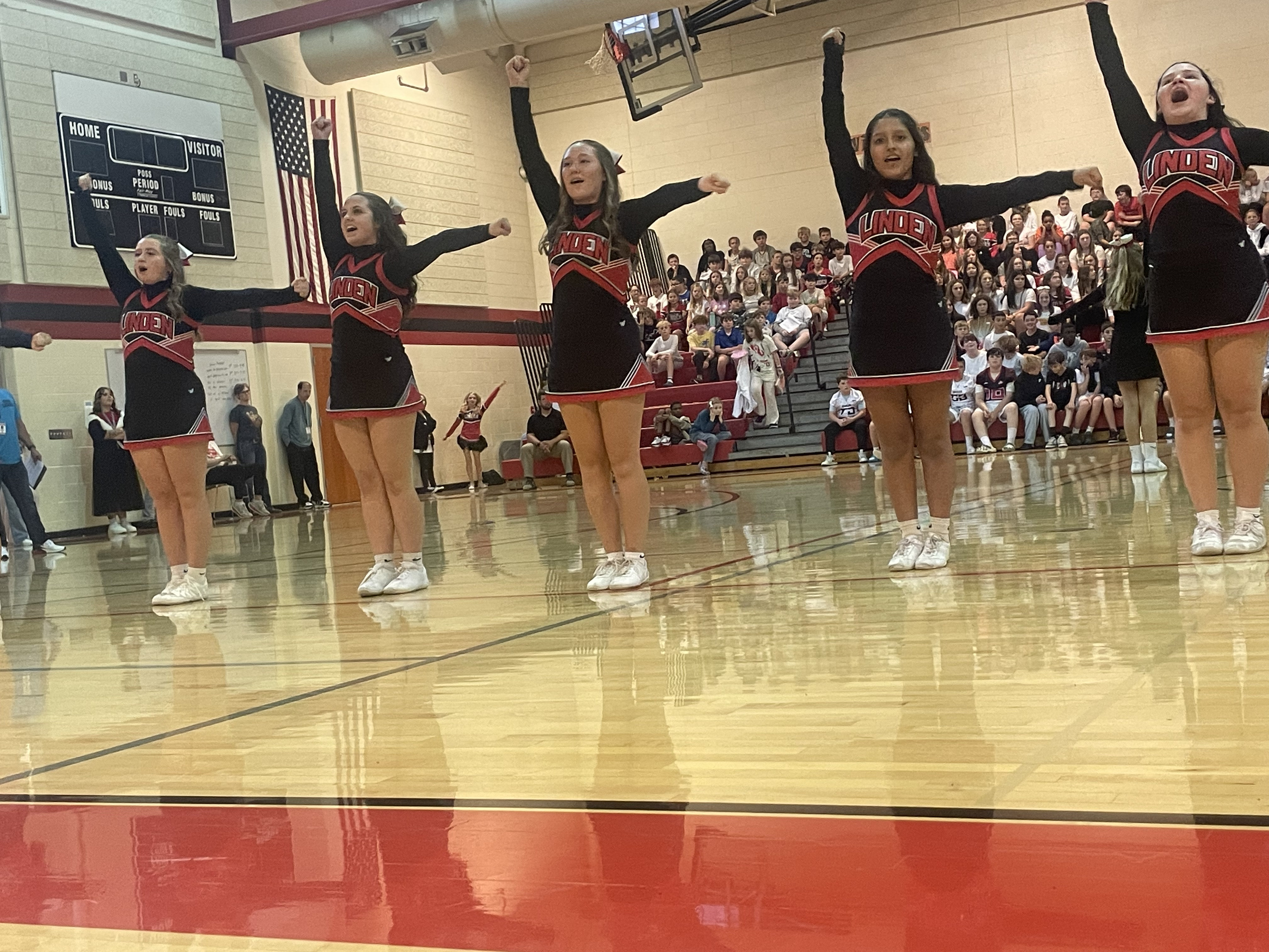 cheerleaders at pep assembly