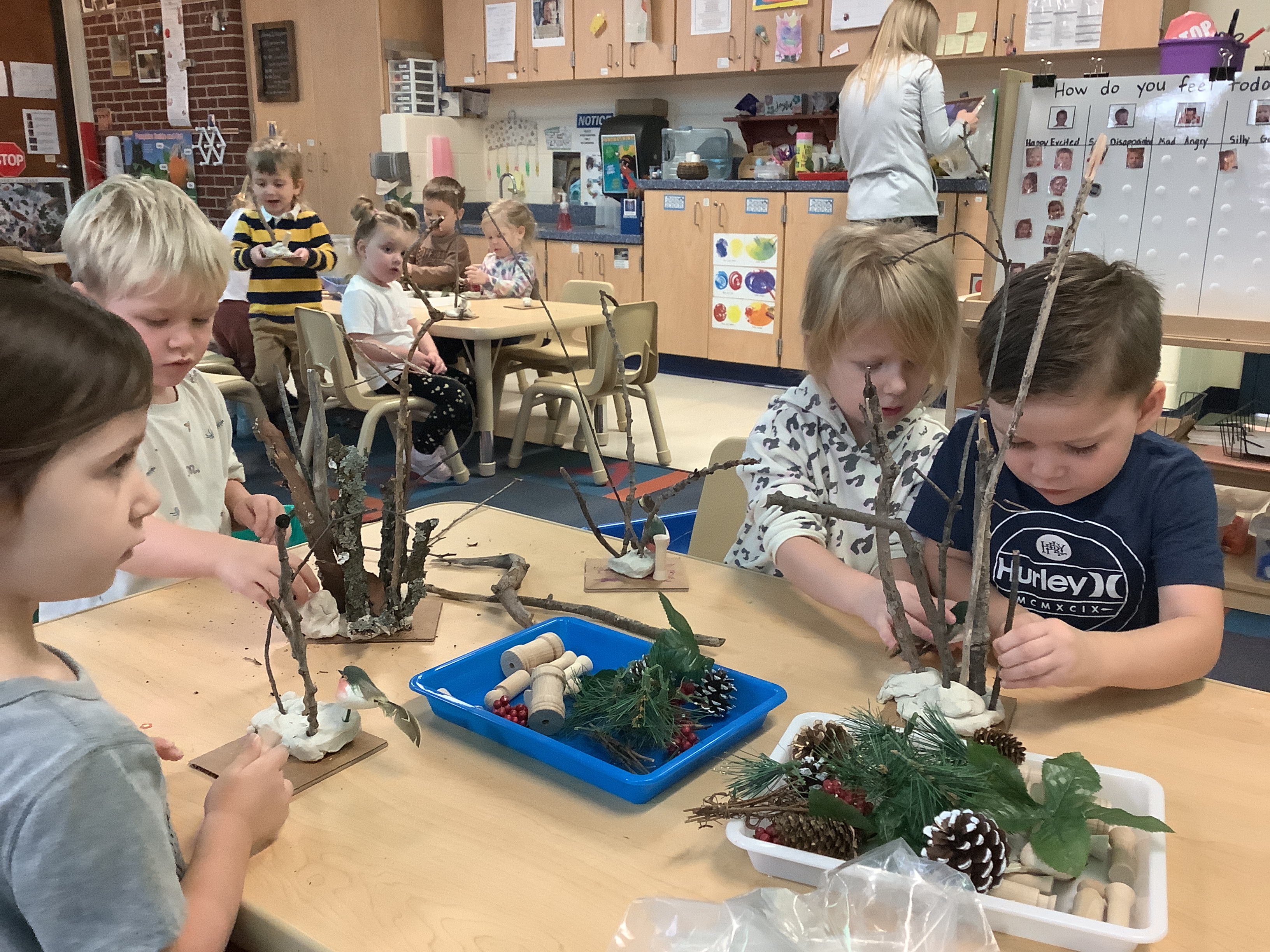 Building our own trees with clay and sticks