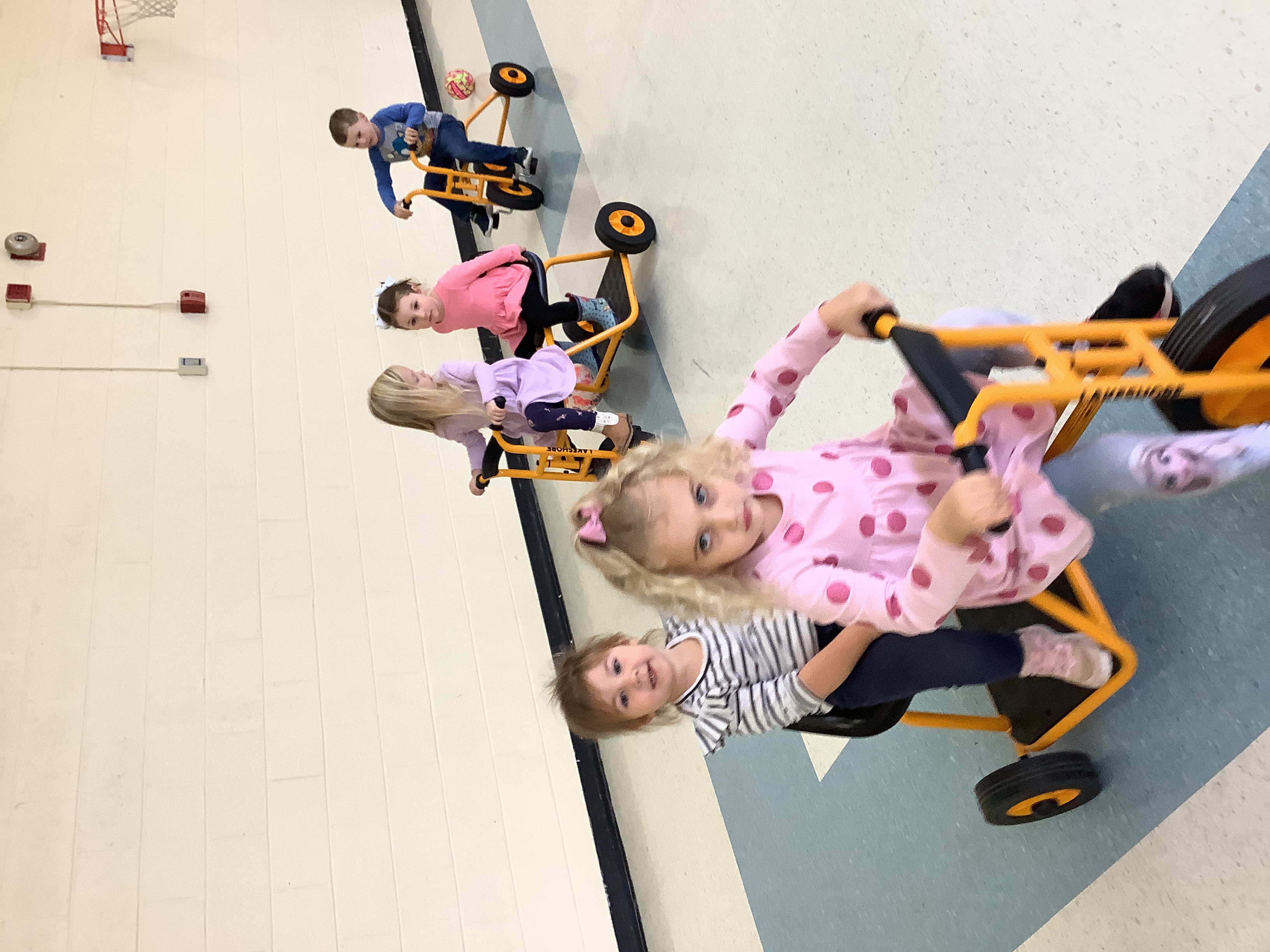 riding bikes in the gym