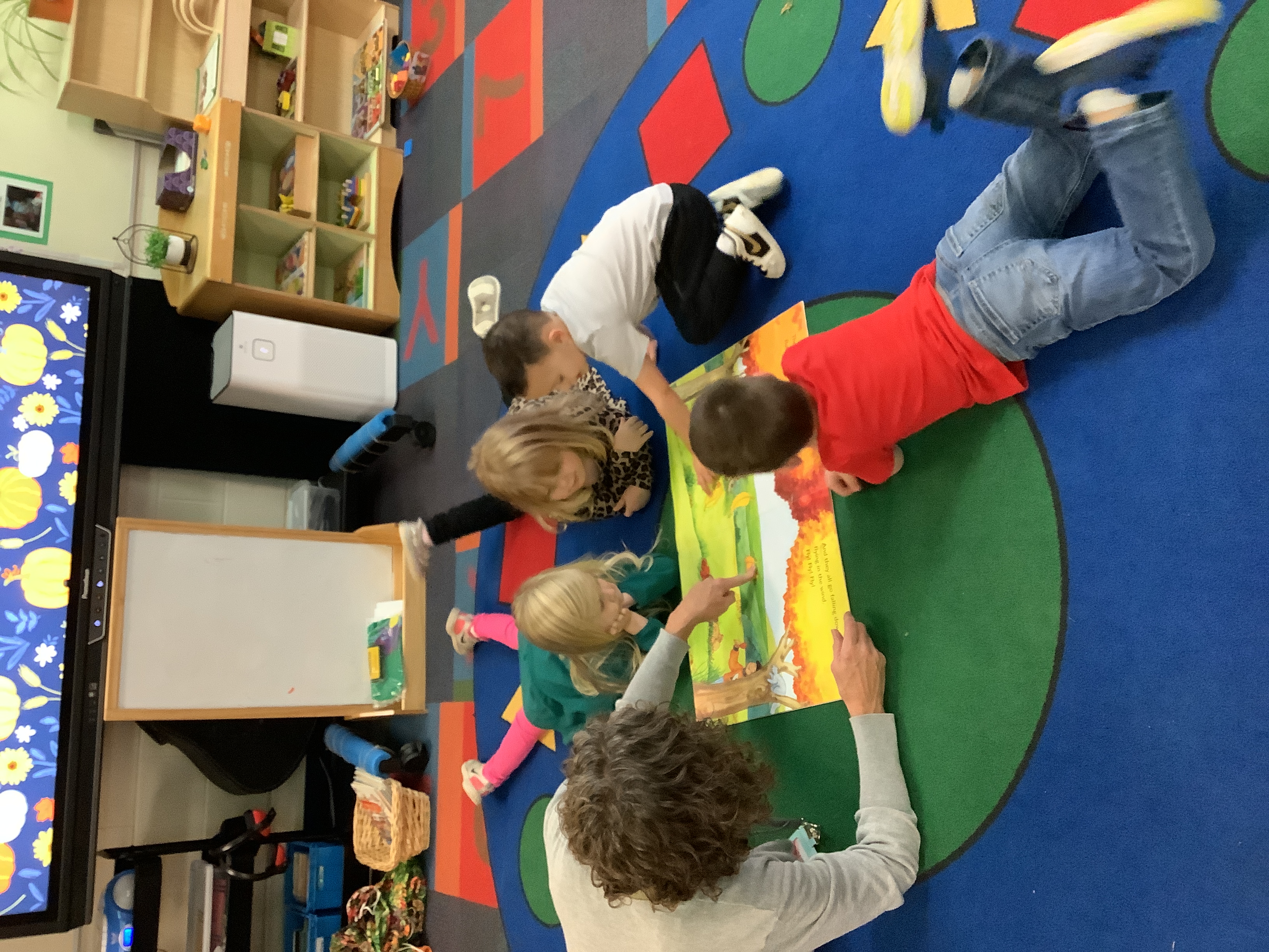 reading books on the carpet