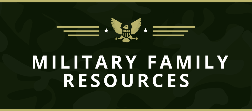 Camo image with bird. Text: Military Family Resources