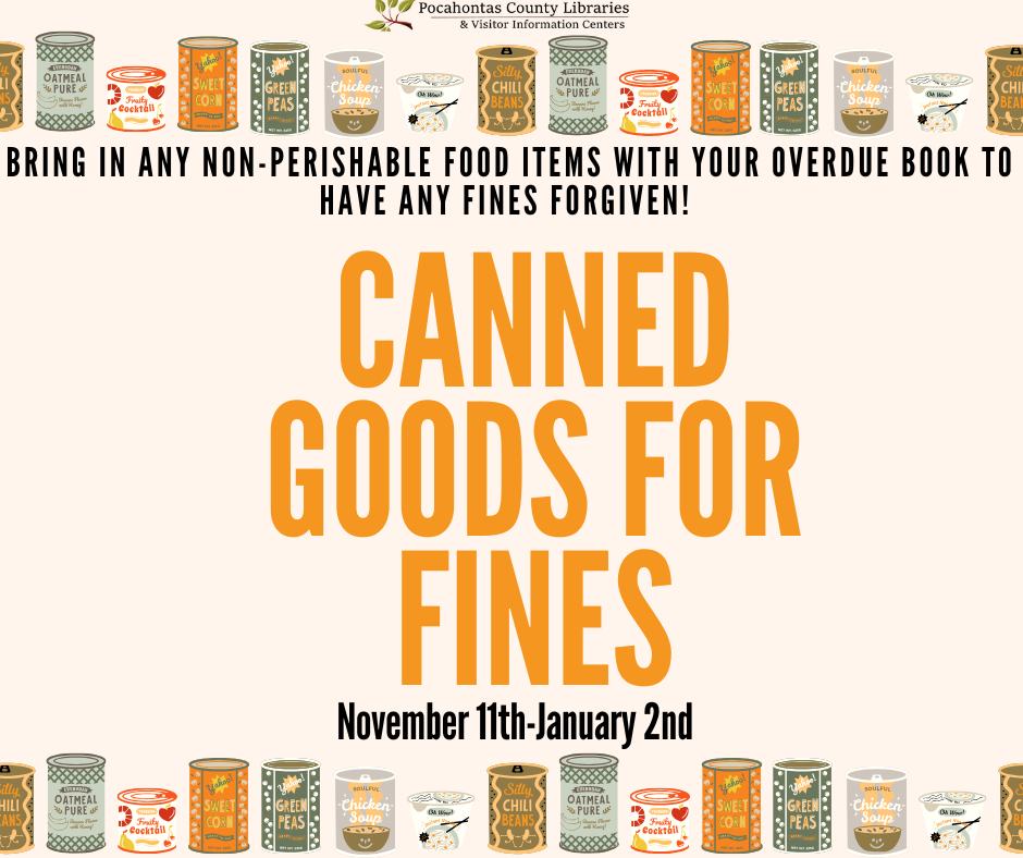 canned goods for fines