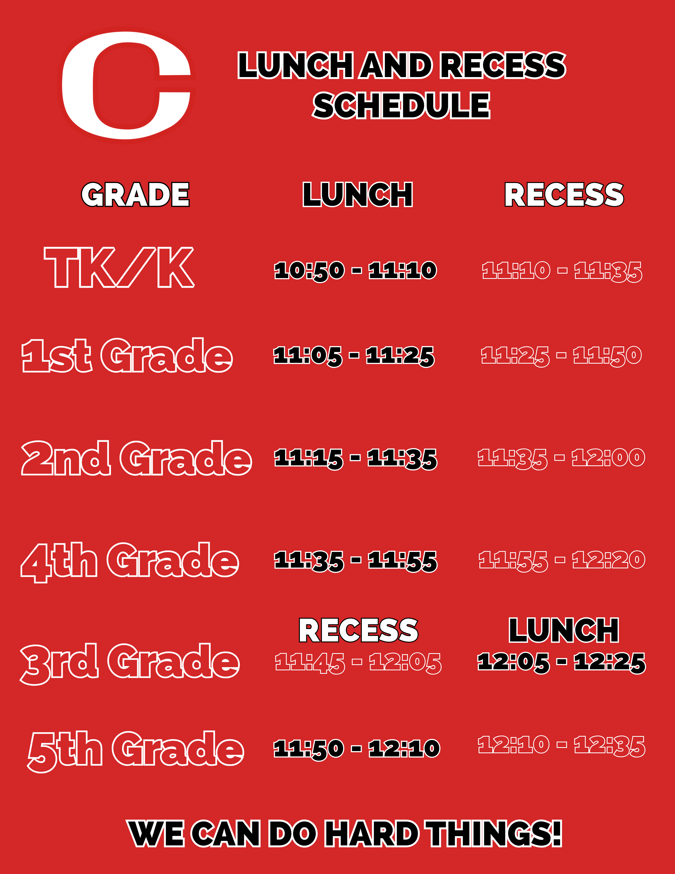 lunch and recess