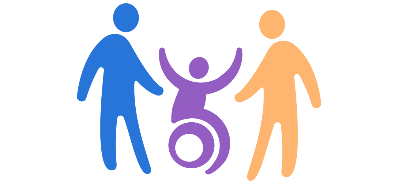 stick people standing and one in a wheelchair