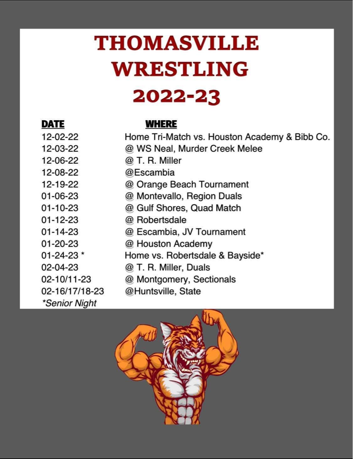 Wrestling Thomasville High School