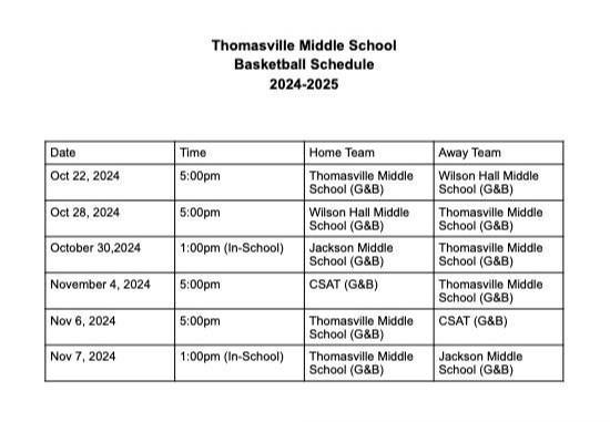 Updated TMS basketball schedule 2023 10-10-23