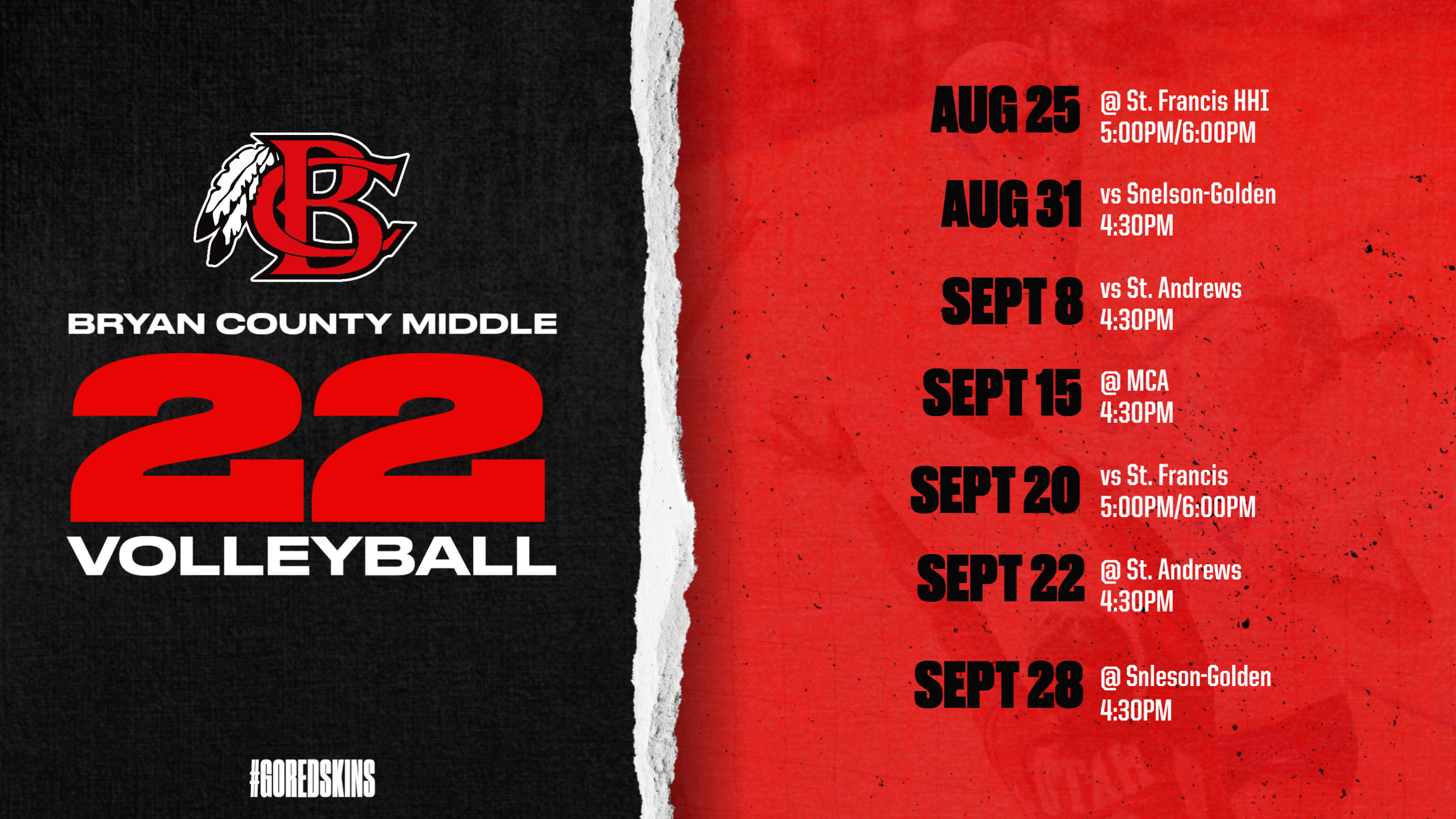 Middle School Volleyball Schedule 2022