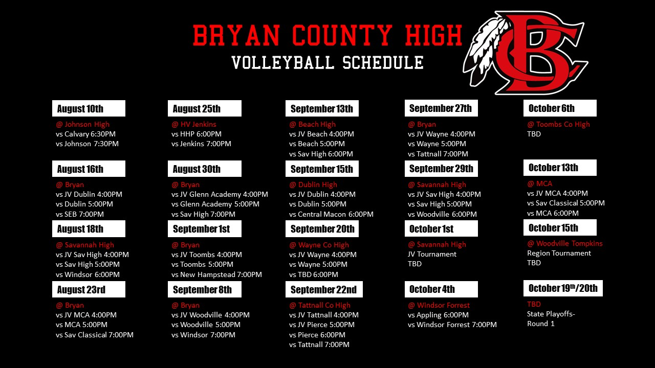 High School Volleyball Schedule 2022