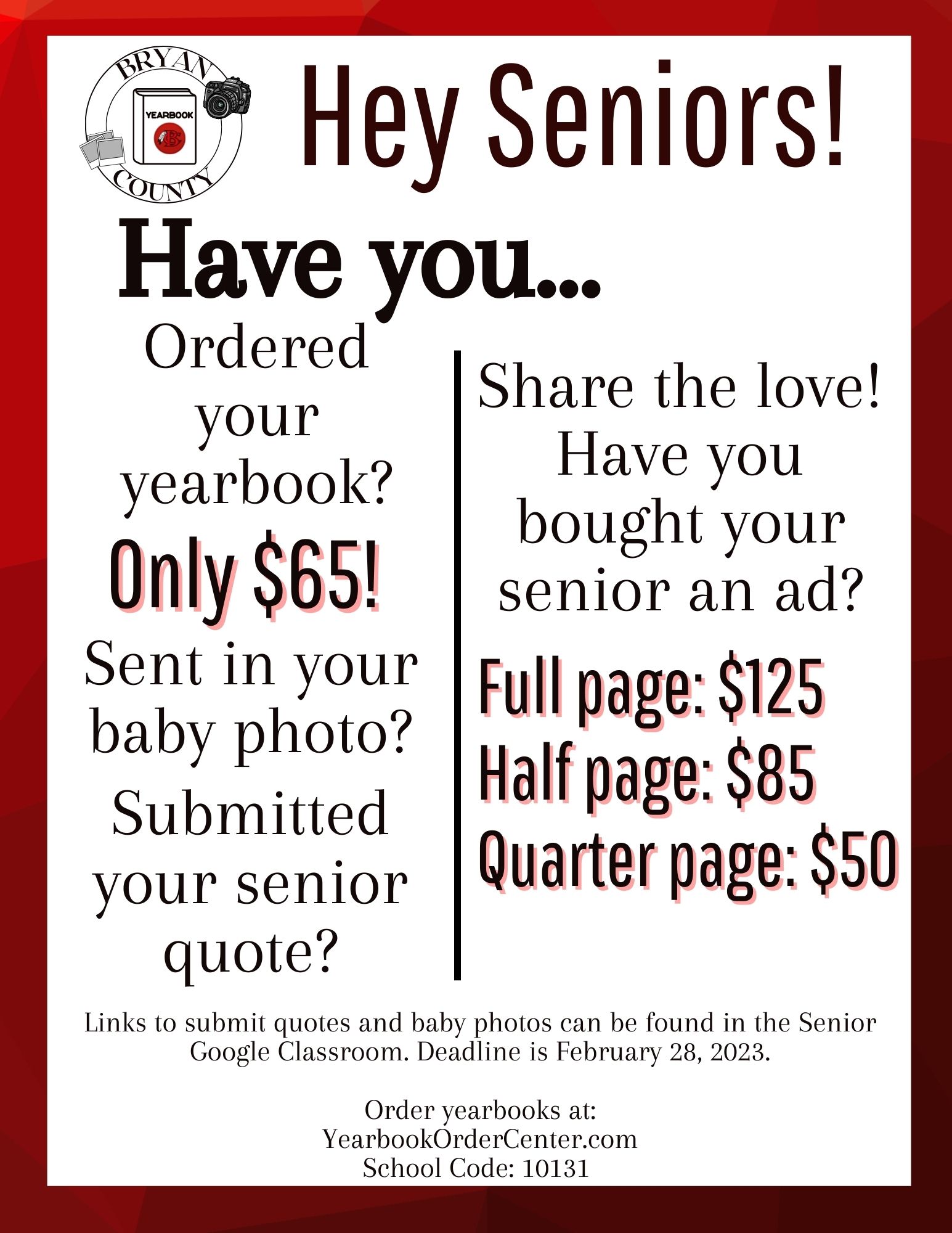 Senior Yearbook Info