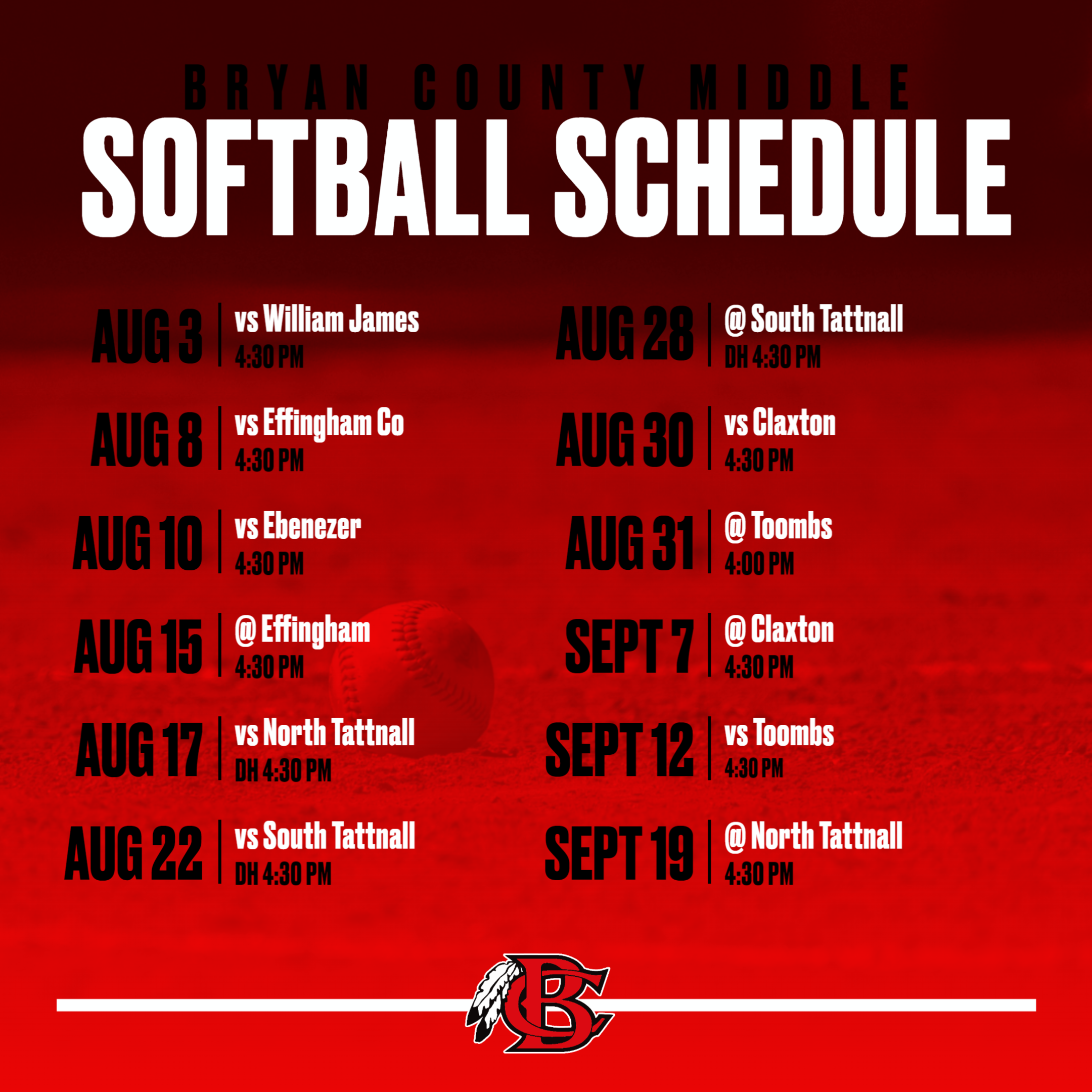 Middle School Softball Schedule 2022