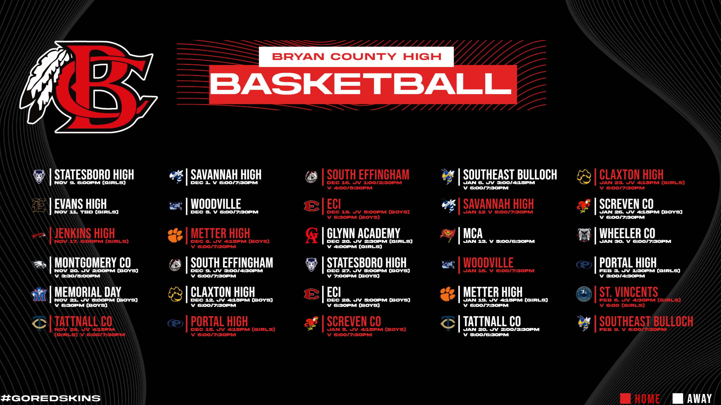 BCH Basketball Schedule