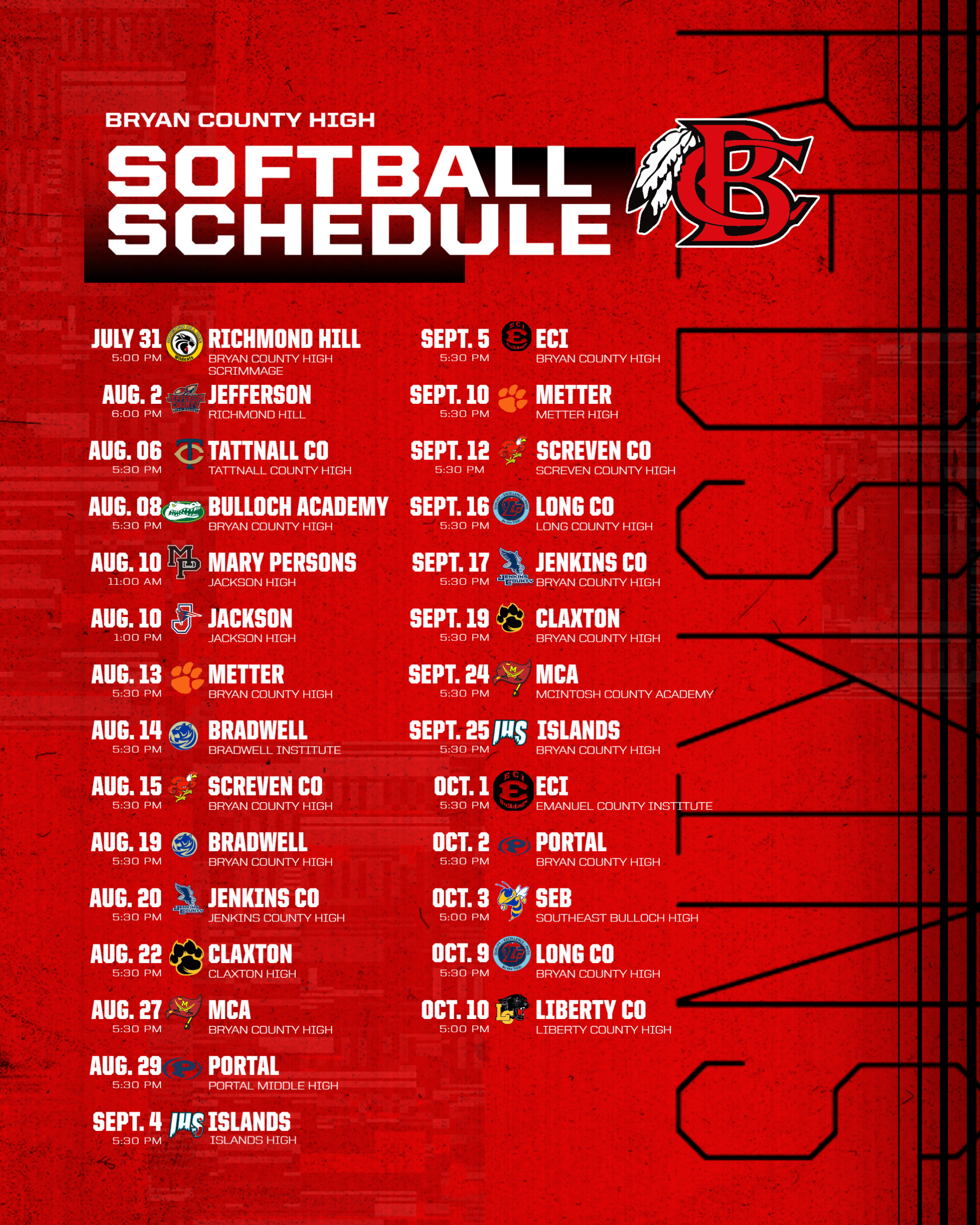 High School Softball Schedule 2022