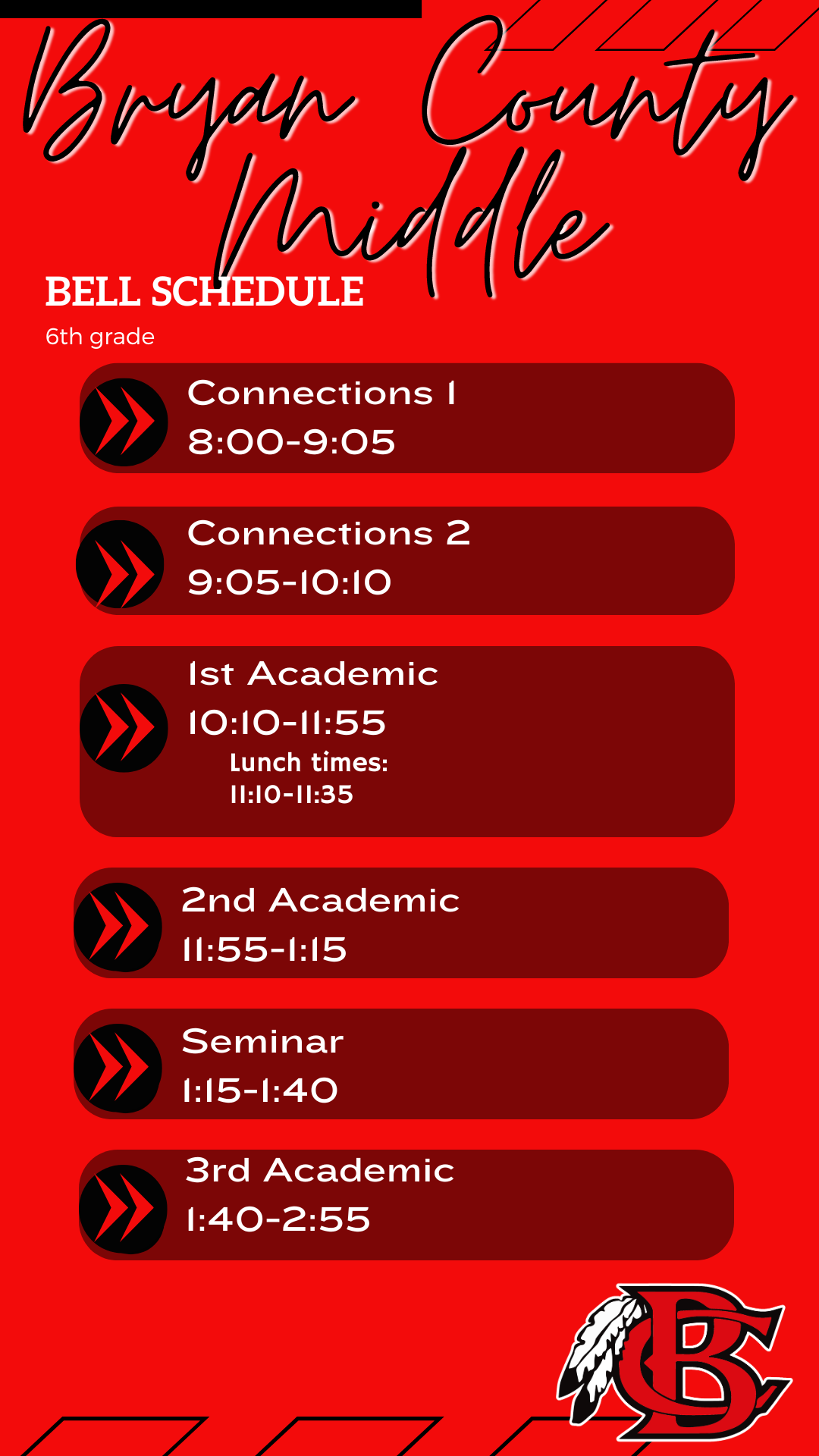 6th Grade Schedule