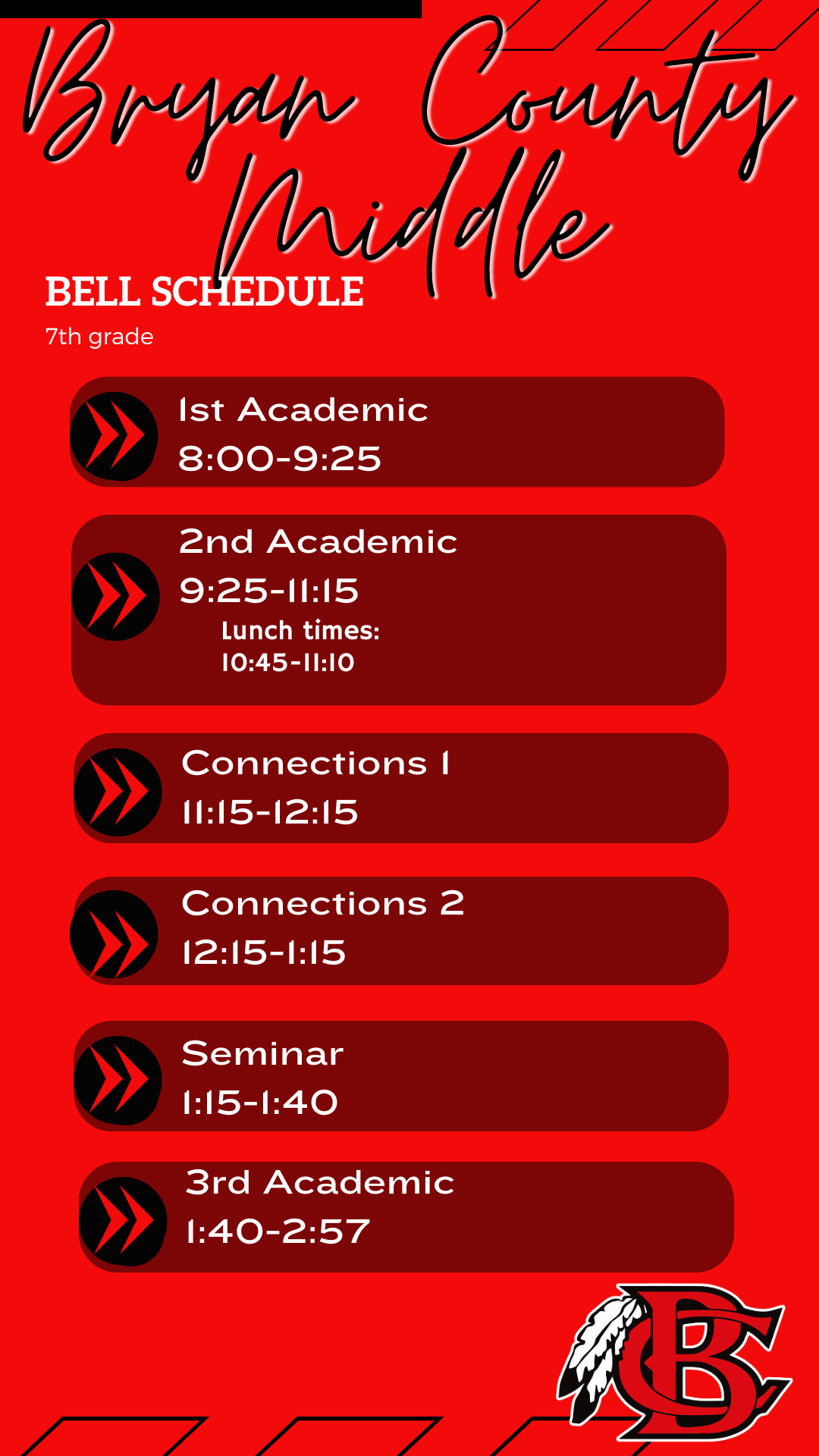 7th Grade Schedule