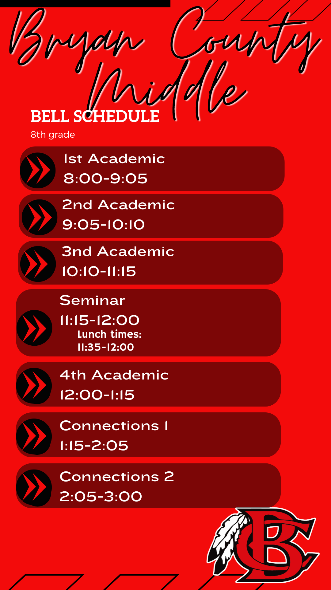 8th Grade Schedule