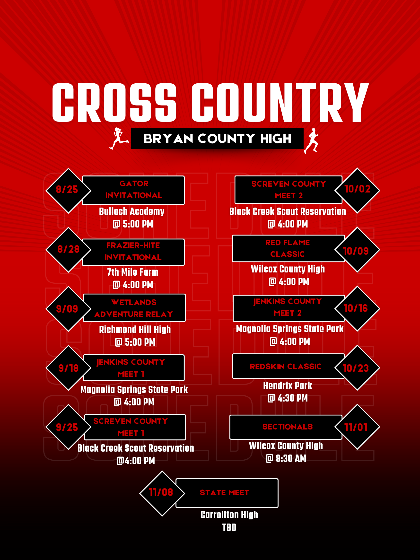 BCHS XC Schedule