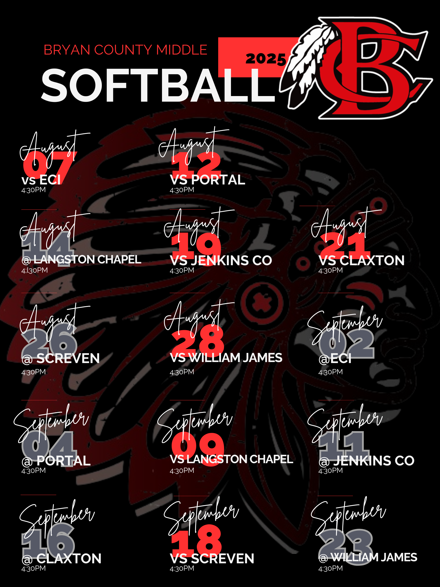 Middle School Softball Schedule 2022