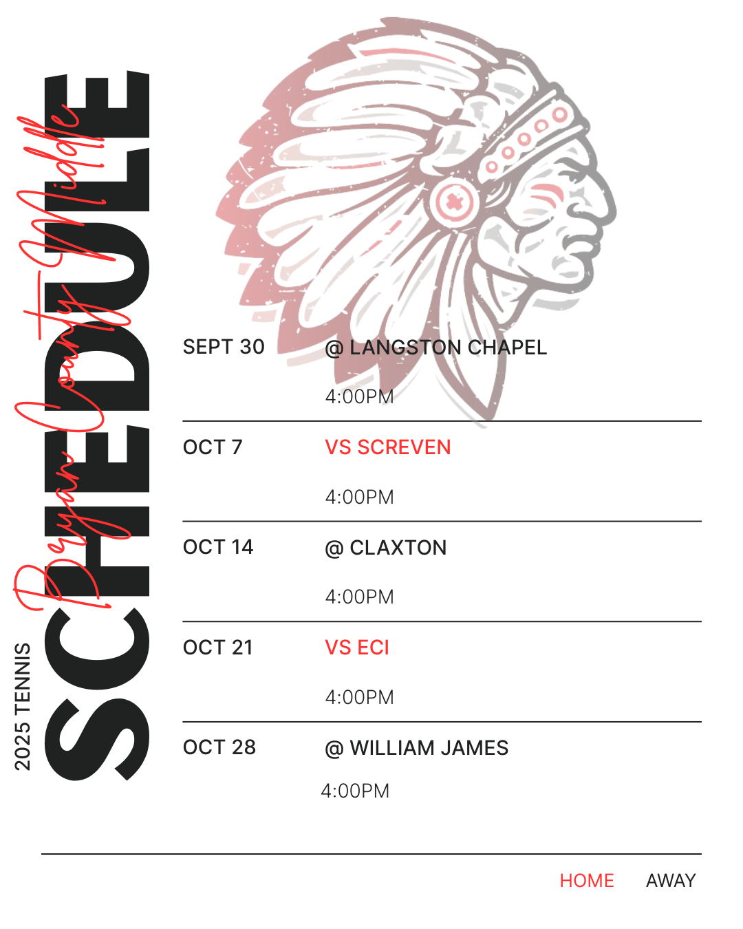 BCMS Tennis Schedule
