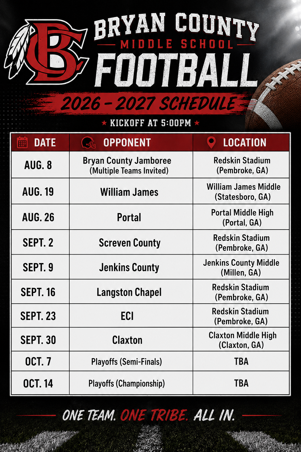 MS Football Schedule