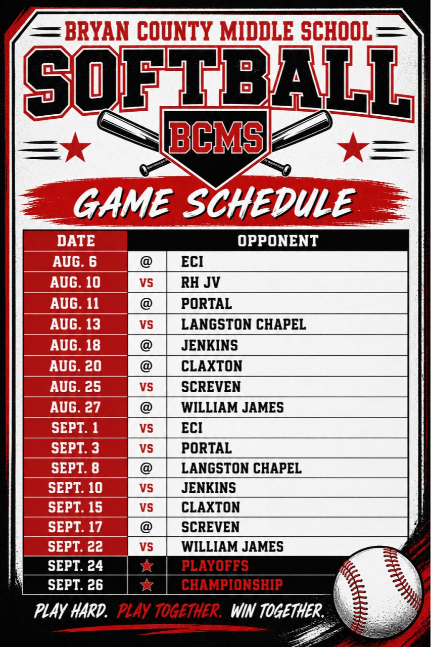 Middle School Softball Schedule 2026