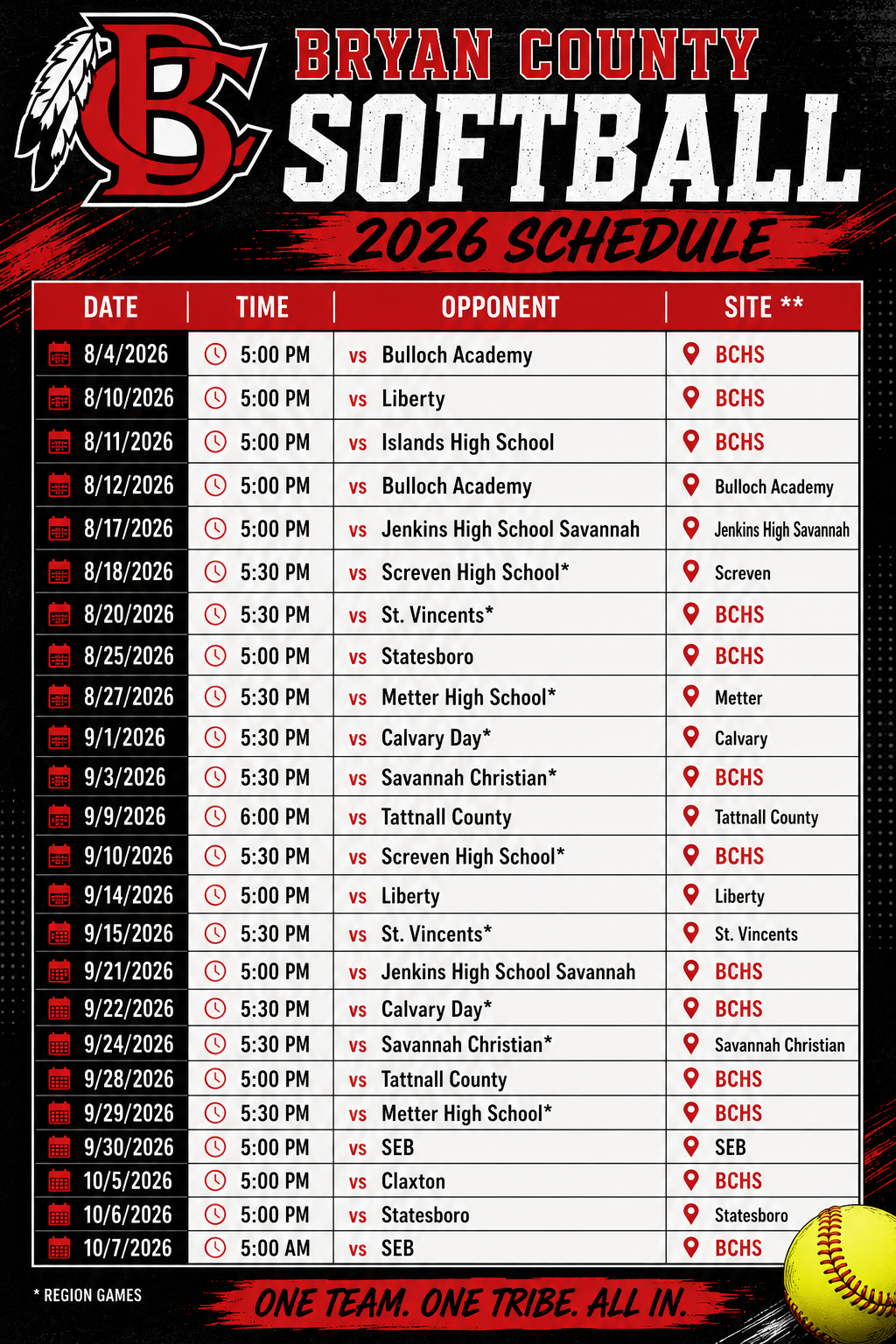 High School Softball Schedule 2022