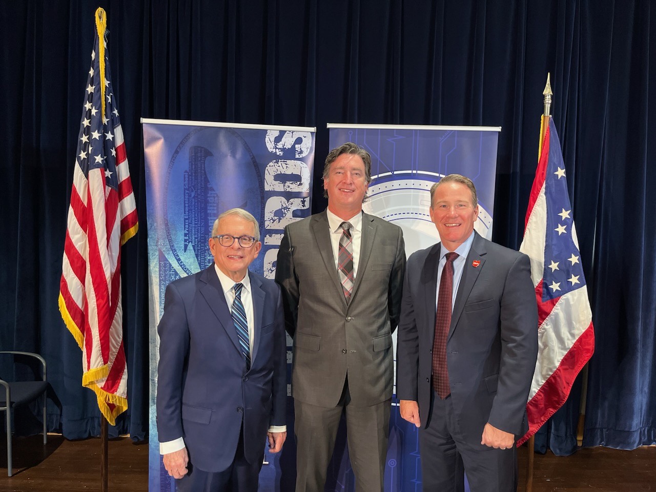Photo of Superintendent Tom Larkin with the Ohio Governor and Lt. Governor