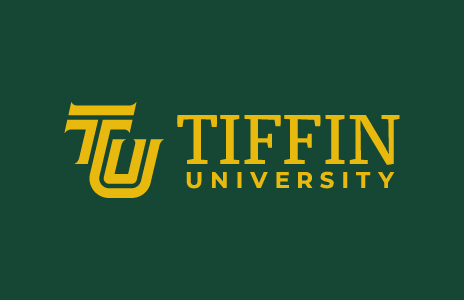 Tiffin University Logo Green Background with Gold Lettering