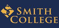 Smith College Logo with gold lettering and a blue background