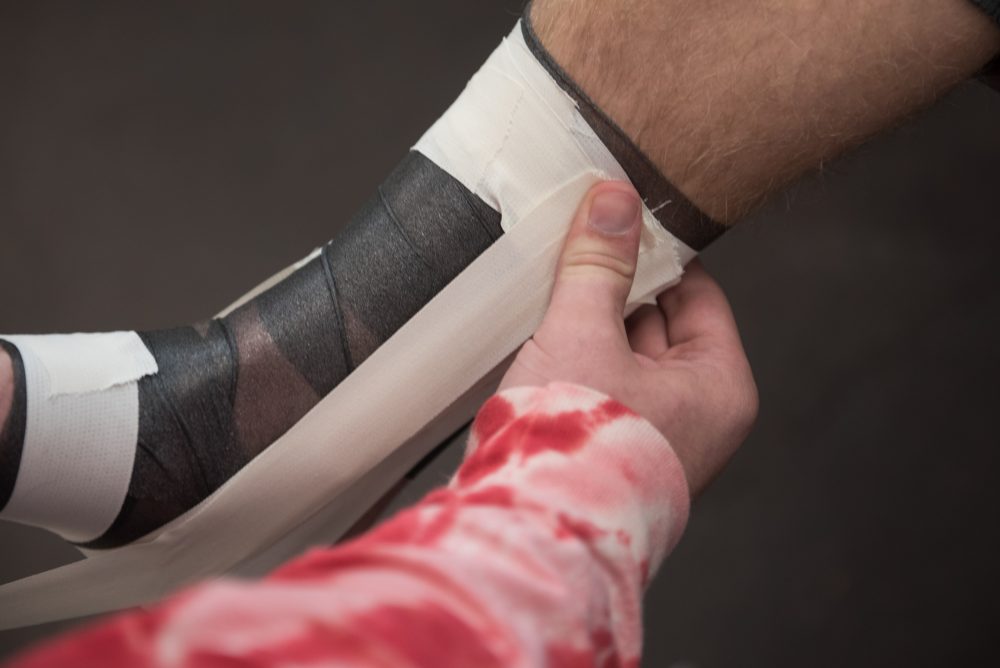 Up close photo of a bandaged ankle