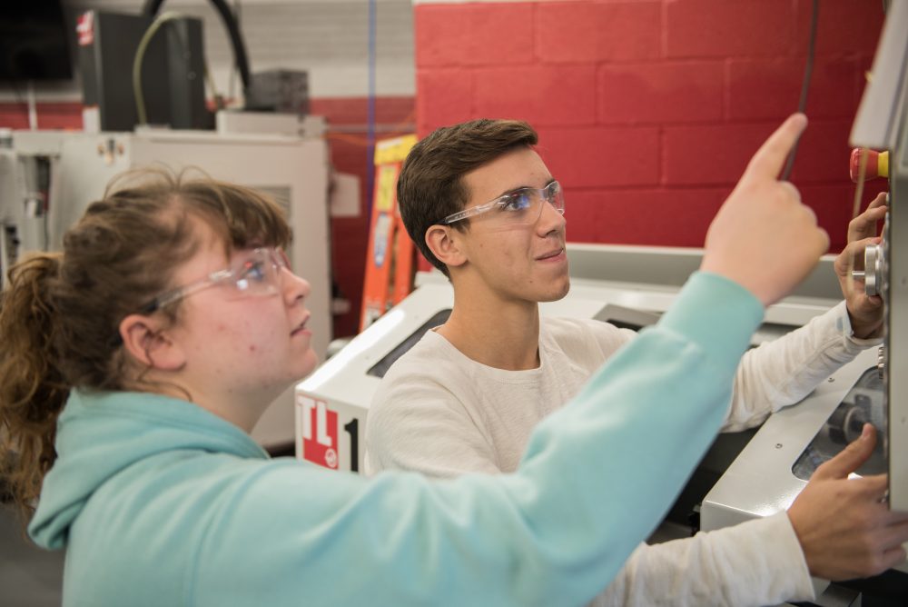 Engineering students working