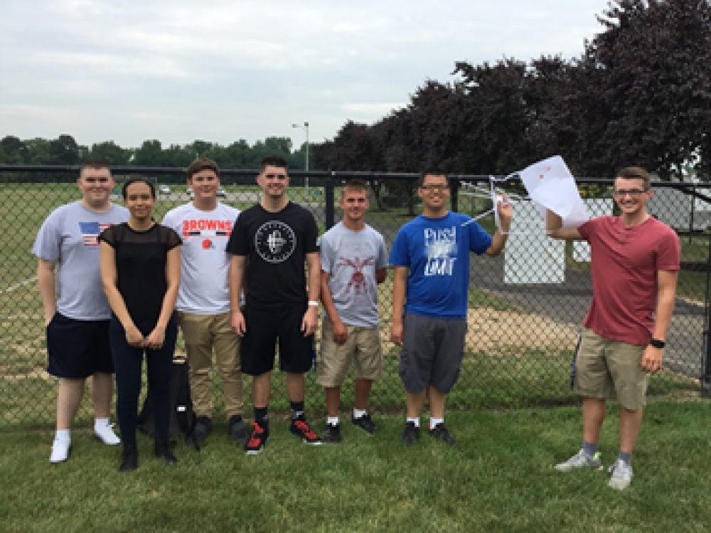 Students at the egg drop competition