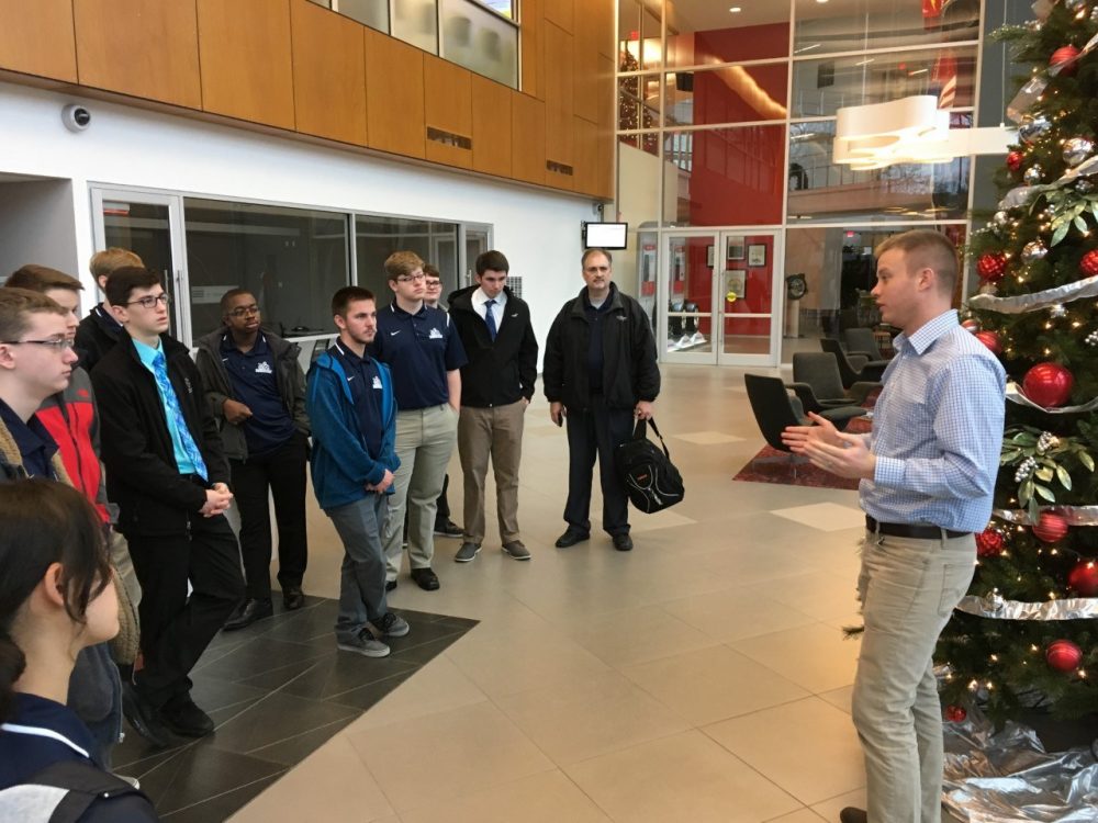 Students listening to a presenter