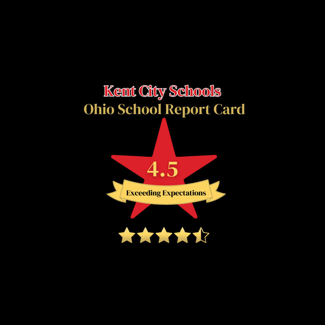 Red with black background 4.5 Star Rating Kent City Schools' Ohio School Report Card 