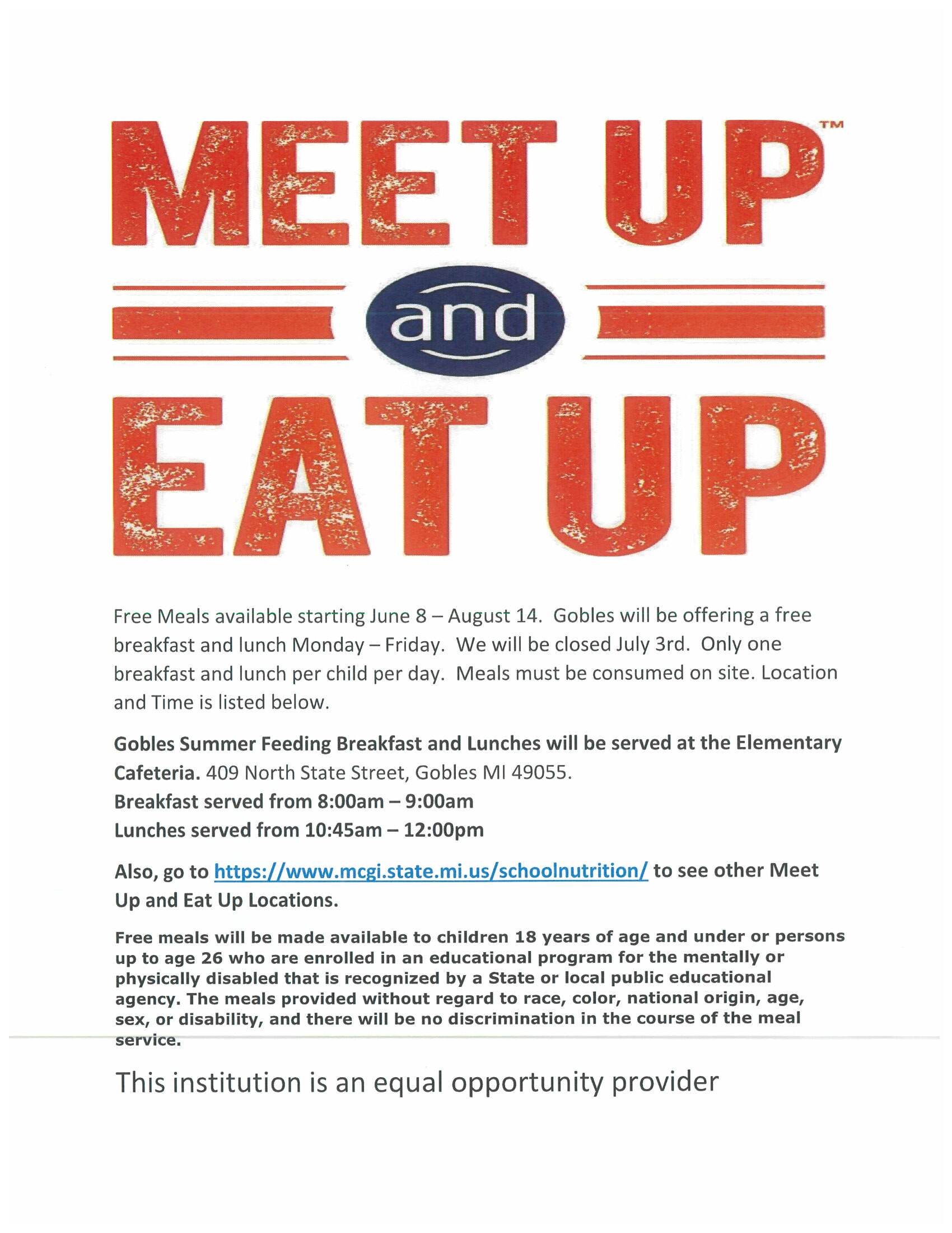 Meet Up and Eat Up Signage