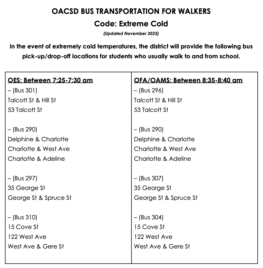 Extreme Cold Bus Stops For Walkers