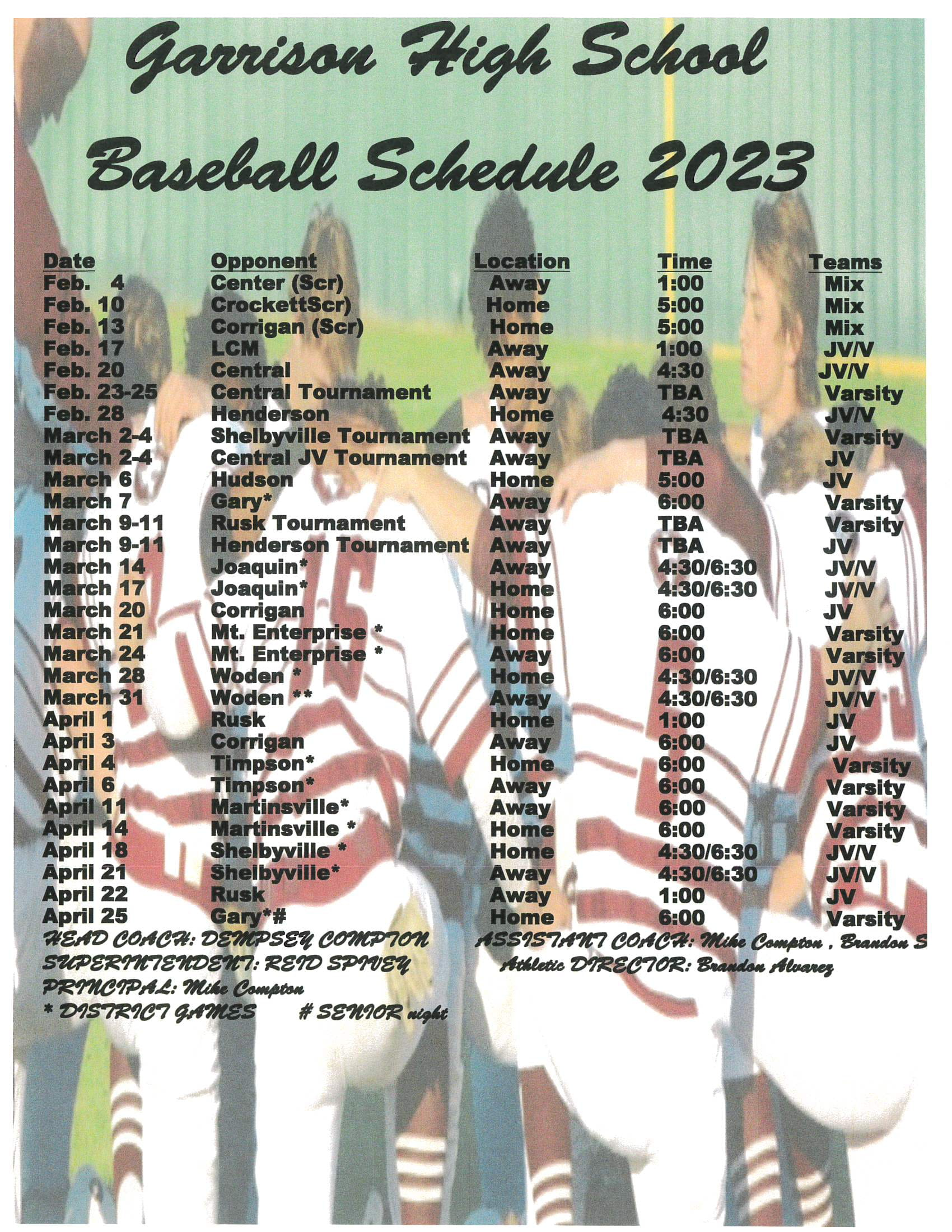 Baseball Schedule 2023