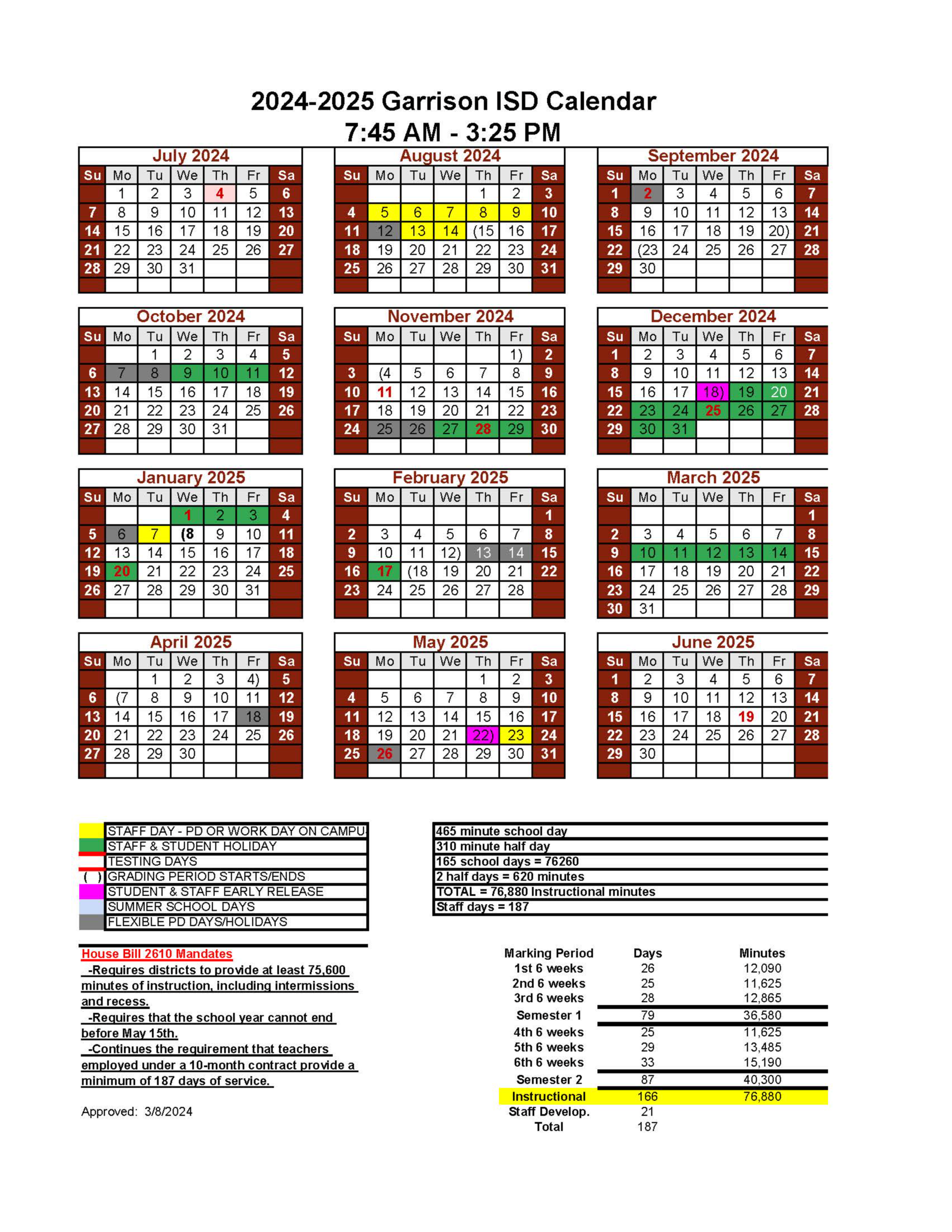 2024 2025 District Calendar