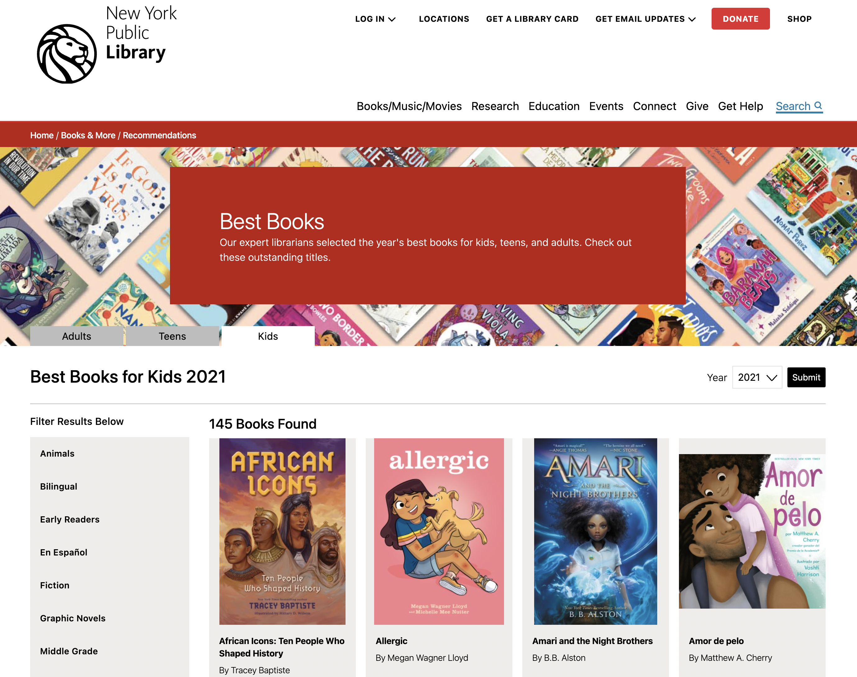 New York Public Library Best Books for Kids