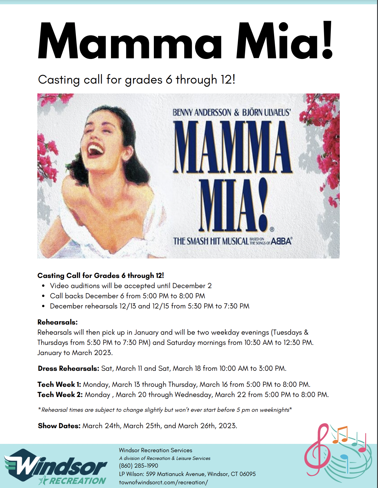 Mamma Mia Casting Call Flyer 
