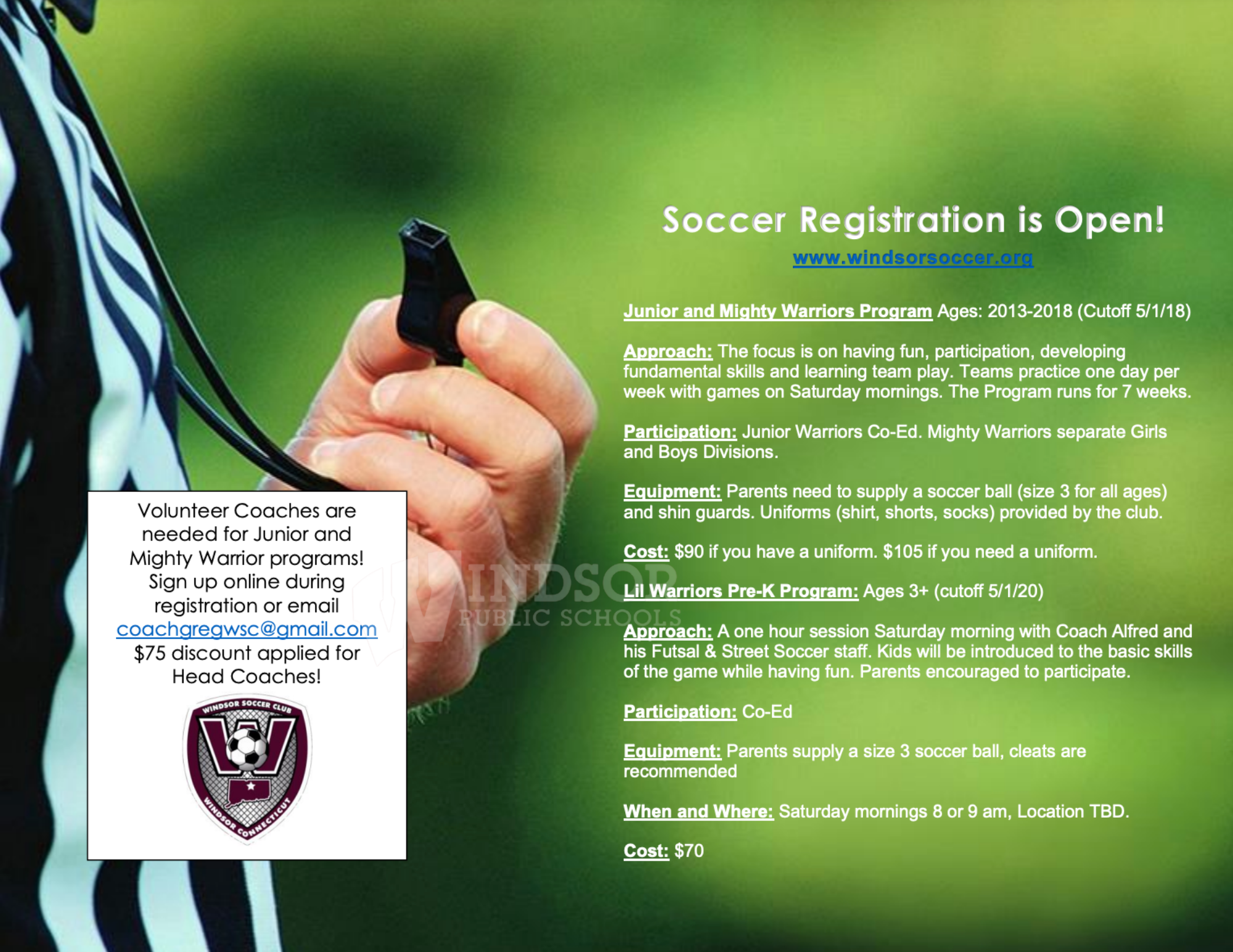 Windsor Soccer Flyer 5/1/23