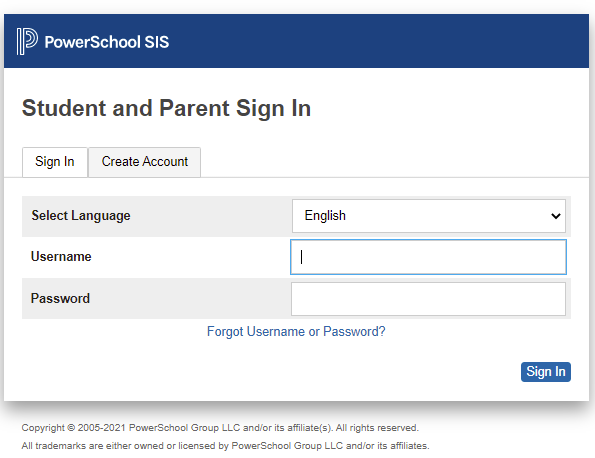 Image of PowerSchool Parent and Student Portal Login Page