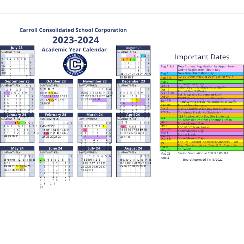 School Calendar Info | Carroll Consolidated School Corporation