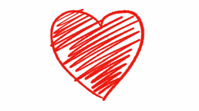 Red heart colored in with scribbling