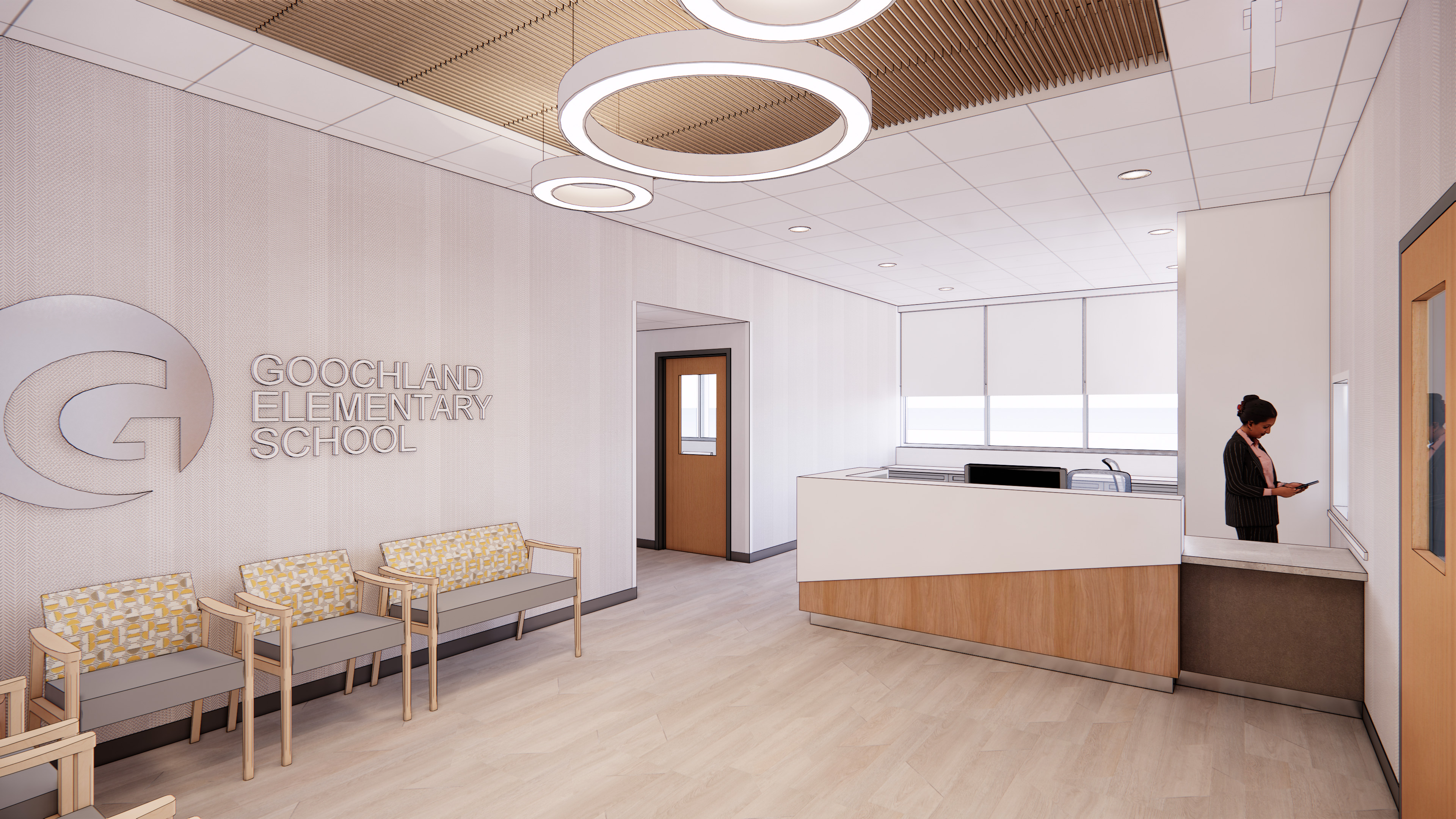 Draft rendering of new GES front office reception area